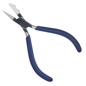 Pliers, EUROTOOL&reg;, round- and flat-nose looping, stainless steel / rubber / nylon, clear and blue, 5-1/2 inches. Sold individually.
