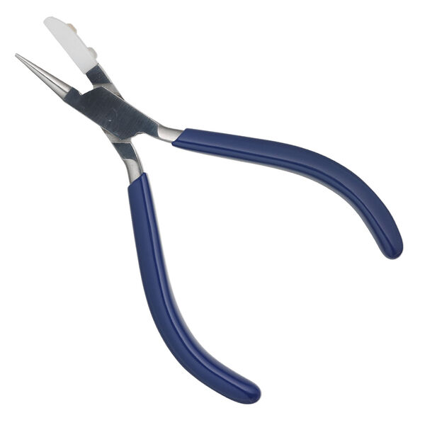 Pliers, EUROTOOL&reg;, round- and flat-nose looping, stainless steel / rubber / nylon, clear and blue, 5-1/2 inches. Sold individually. image number 0