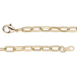Chain 1pkg1 paperclip, 4mm / lobster claw clasp, gold-finished steel 18 inch