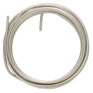 Wire, Zebra Wire™, copper, matte silver color, round, 12 gauge. Sold per 3-yard spool.