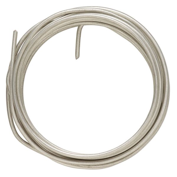 Wire, Zebra Wire™, copper, matte silver color, round, 12 gauge. Sold per 3-yard spool. image number 0