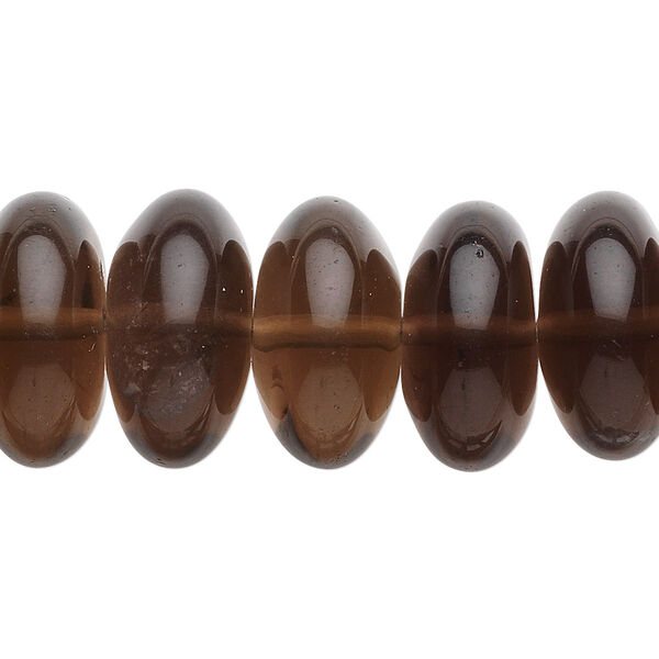 Bead, smoky quartz (heated / irradiated), light to medium, 18x9mm rondelle, B grade, Mohs hardness 7. Sold per 15-1/2" to 16" strand. image number 0