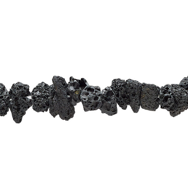 Bead, lava rock (waxed), small to medium chip, B grade, Mohs hardness 3 to 3-1/2. Sold per 15-inch strand. image number 0