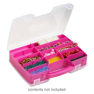 Tote, Plano® Creative Options, plastic, clear and pink, 11 x 3 x 8-1/4 inches. Sold individually.