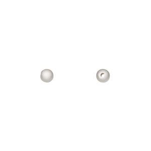 Bead, satin-finished sterling silver, 4mm seamless round. Sold per pkg of 6.