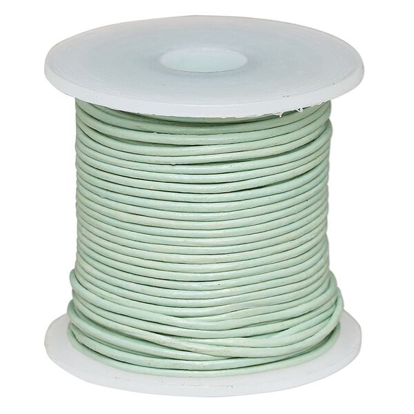 Cord, leather (dyed), sky blue, 0.5-0.8mm round. Sold per 25-yard spool. image number 0
