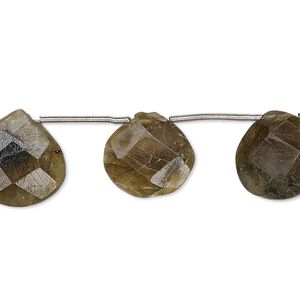 Labradorite 1pkg10, hand-cut top-drilled faceted puffed teardrop bead natural 14x13mm-15x15mm