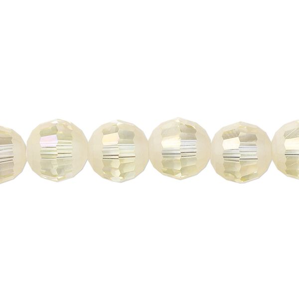 Bead 1pk 96 facets translucent crystal opal AB half-matte, Celestial Crystal® 10mm round 8 inch image number 0