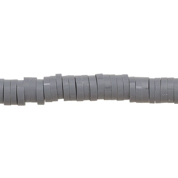 Bead, polymer clay, opaque charcoal, 6x1.5mm heishi. Sold per pkg of (2) 15-1/2" to 16" strands. image number 0