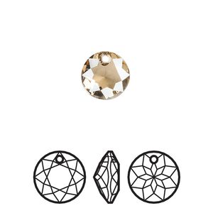 Drop 2pk crystal golden shadow, Crystal Passions® 10mm pendant classic cut 6430