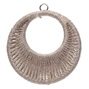 Focal, nylon and imitation rhodium finished steel, metallic pewter, 44.5mm wrapped go-go. Sold per pkg of 2.