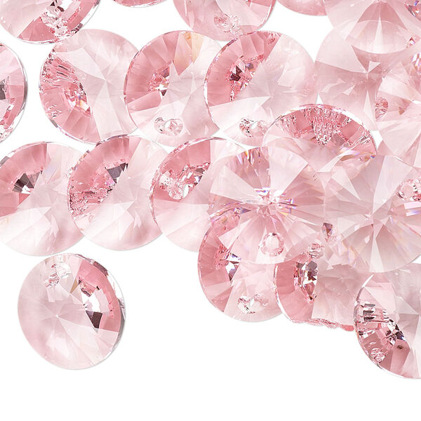 Drop 12pk light rose, Crystal Passions® 12mm pendant mini disk 6428 image number 1