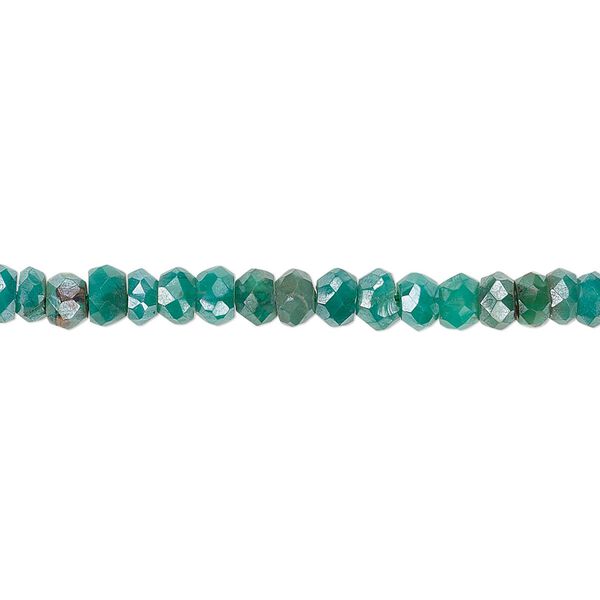 Green onyx 1pkg1, luster hand-cut faceted rondelle bead 13 inch 4x2mm-5x4mm image number 0