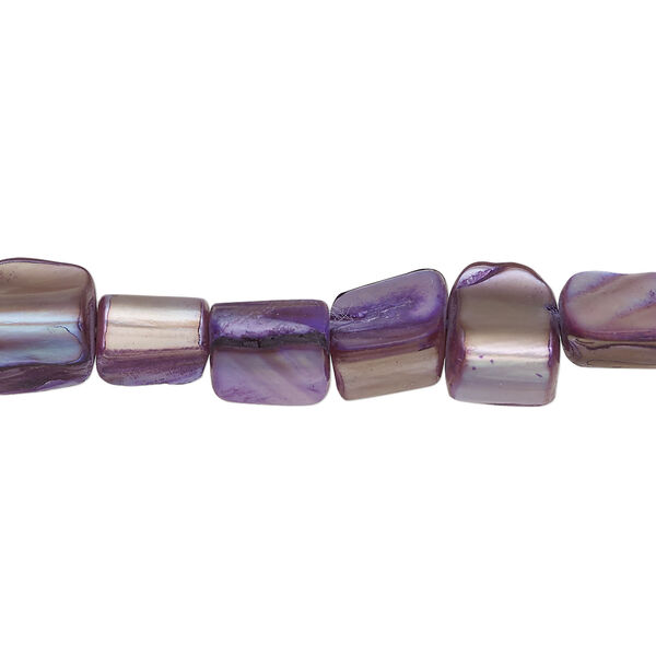 Mother-of-pearl shell 1pkg1, triangle tube bead 15 inch dark blue / lavender 8x7mm-12x9mm image number 0