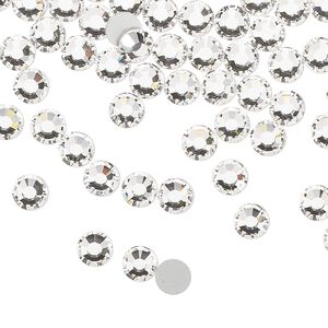 Flat back, Dance With Me™ crystal rhinestone, crystal clear, foil back, 4.6-4.8mm rose, SS20. Sold per pkg of 144 (1 gross).