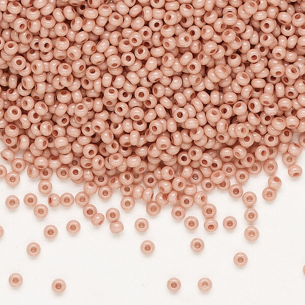 Seed bead, Preciosa Ornela Czech glass, pkg/50g, #11 rocaille, opaque terra dyed rose chalkwhite, (07331). image number 0