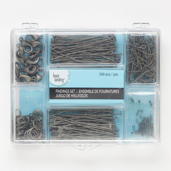 Finding, antique nickel-finished "pewter" (zinc-based alloy), assorted. Sold per 359-piece set. image number 0
