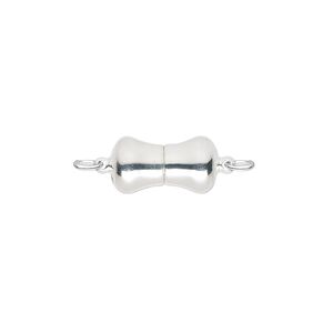Clasp magnetic 1pkg1 sterling silver, 13x8mm double bell, 1-strand