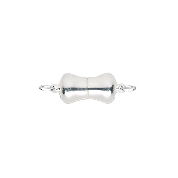 Clasp, magnetic, sterling silver, 13x8mm double bell. Sold individually. image number 0