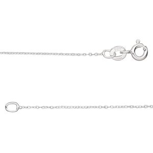Chain 1pkg1 sterling silver cable, 0.8mm oval / springring clasp, Gossamer™ 20 inch
