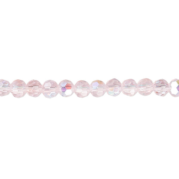 Bead 1pk 32 facets translucent pink AB, Celestial Crystal® 4mm round 15.5-16 inch image number 0