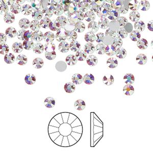 Flat back 144pk crystal AB foil back, Preciosa Viva 12® Czech crystal rhinestone 3-3.2mm chaton rose round SS12