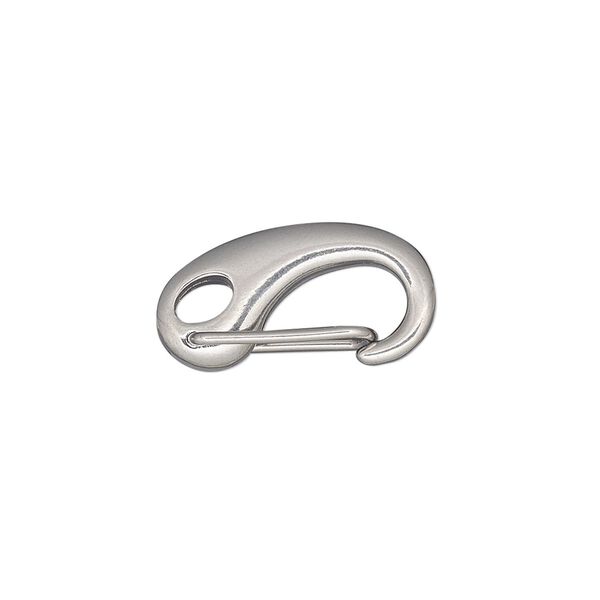 Clasp, self-closing hook, stainless steel, 21x11mm. Sold individually. image number 0