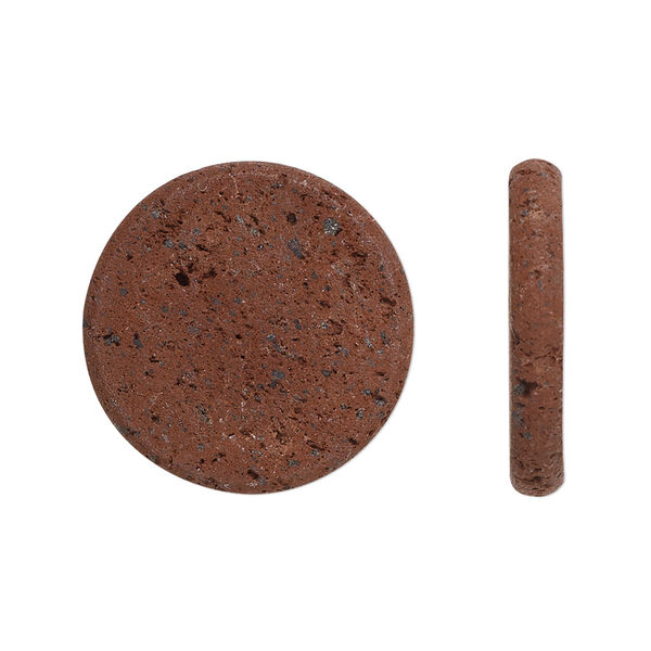 Lava rock 1pkg2, unwaxed undrilled flat round locket insert natural 22mm / 3.5mm image number 0