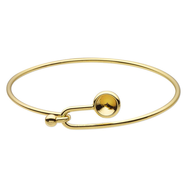 Bracelet, Almost Instant Jewelry®, bangle, gold-finished brass, 17mm wide with SS39 rivoli glue-in setting and hook closure, 8 inches. Sold individually. image number 0