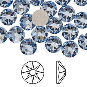 Flat back 12pk light sapphire foil back, Crystal Passions® 8.412-8.672mm rose round SS40 2088