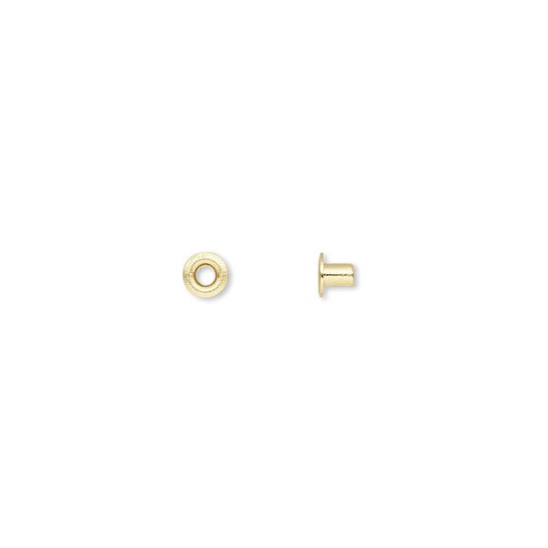 Eyelet, brass, 3.5x3mm with 2.5x1.9mm tube and 1.4mm inside diameter, fits 2mm hole. Sold per pkg of 100. image number 0