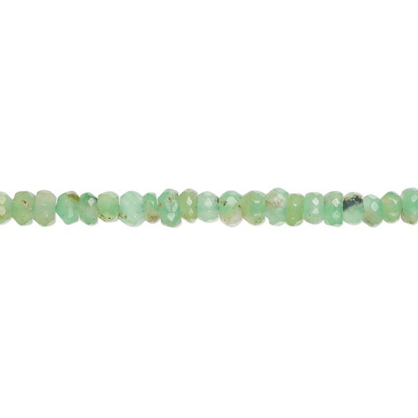 Chrysoprase 1pkg1, hand-cut faceted rondelle bead natural 13 inch 3x2mm-4x2mm image number 0
