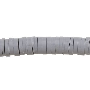 Bead, polymer clay, opaque light grey, 8x2mm heishi. Sold per pkg of (2) 15-1/2" to 16" strands.