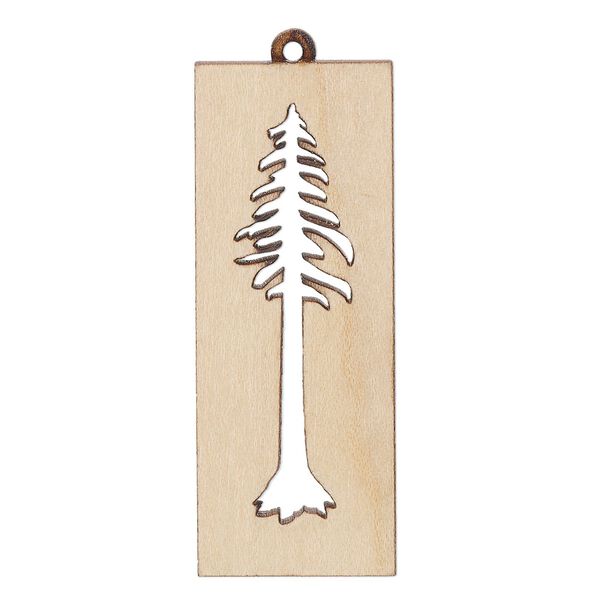 Focal, sugar maple (natural), 47x18mm single-sided laser-cut rectangle with cutout tree. Sold individually. image number 0