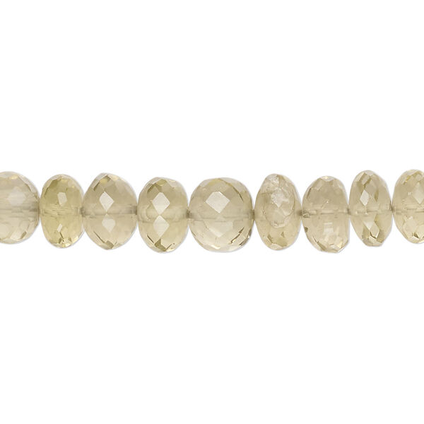Bead, lemon quartz (heated), light to medium, 7x4mm-8x6mm hand-cut micro-faceted rondelle, B+ grade, Mohs hardness 7. Sold per 13-inch strand, approximately 75 beads. image number 0