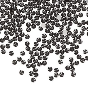 Flat back, Dance With Me™ crystal rhinestone, jet, foil back, 2.3-2.5mm rose, SS8. Sold per pkg of 144 (1 gross).