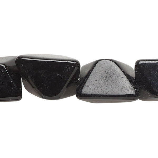 Bead, glass, opaque black, 17x13mm-18x15mm freeform. Sold per 13-inch strand, approximately 20 beads. image number 0