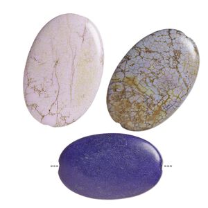 Magnesite 1pkg3, puffed oval bead mix 54x34mm-60x40mm