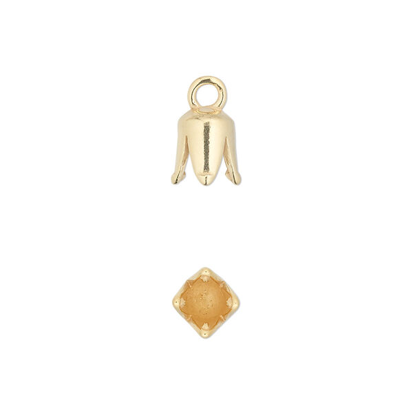 Cord end, JBB Findings, gold-plated pewter (tin-based alloy), 8.5x6mm cone with 4mm inside diameter. Sold per pkg of 2. image number 0