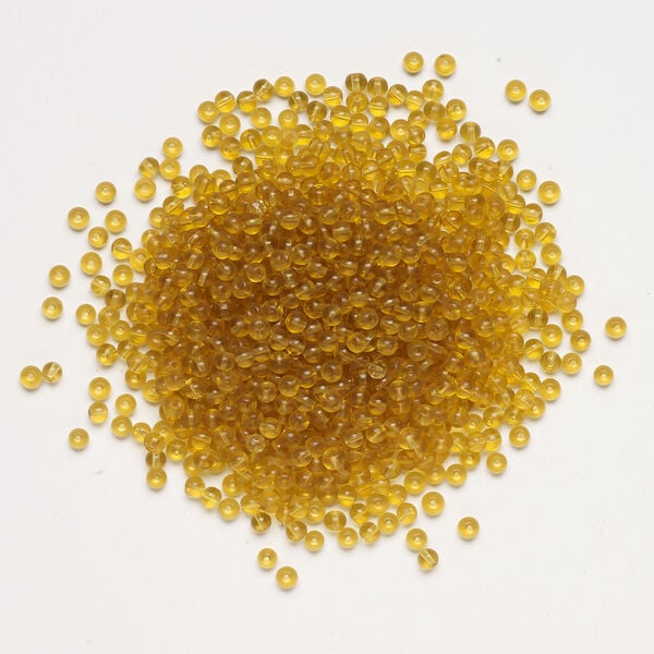 Bead, glass 1pkg4oz, translucent honey, 4mm round. image number 1