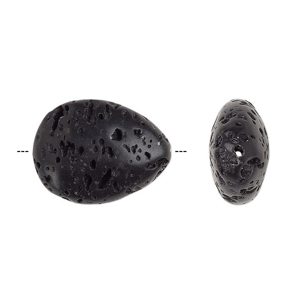 Bead, lava rock (waxed), 20x15mm teardrop, B grade, Mohs hardness 3 to 3-1/2. Sold per pkg of 2. image number 0