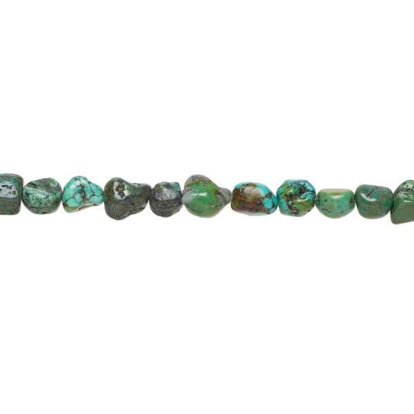 Turquoise 1pkg1, tumbled nugget bead, 15 inch small to large / blue-green image number 1