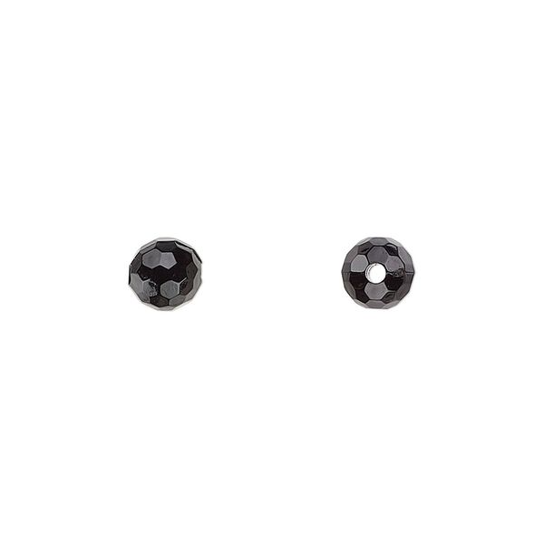 Bead, acrylic, opaque black, 6mm faceted round. Sold per 100-gram pkg, approximately 750 beads. image number 0
