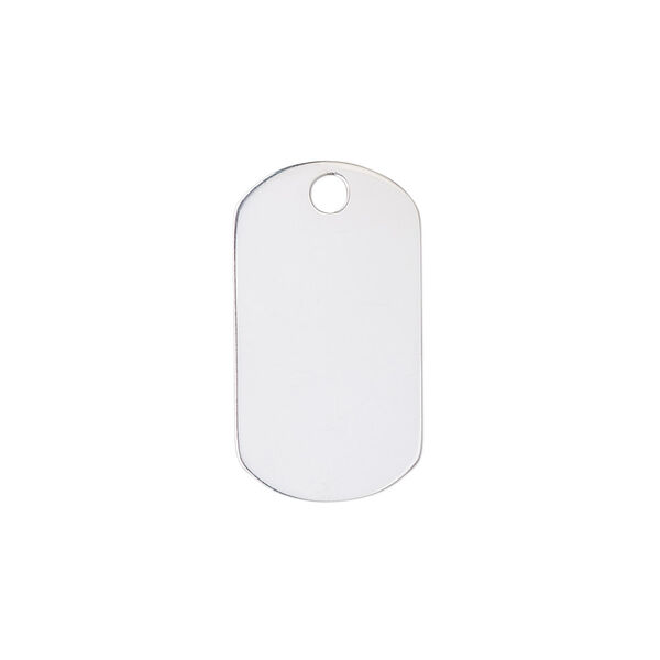 Drop, sterling silver, 23x12.5mm double-sided dog tag. Sold individually. image number 0