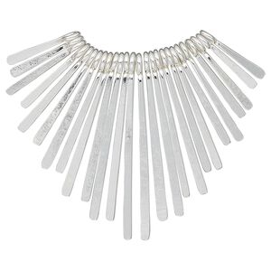 Drop, sterling silver, 1/2 to 1-3/16 inch graduated paddle pin. Sold per 26-piece set.