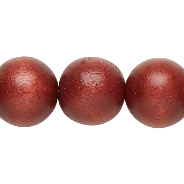 Bead, Taiwanese cheesewood (dyed / waxed), rust brown, 15-16mm round. Sold per 15-1/2" to 16" strand. image number 0