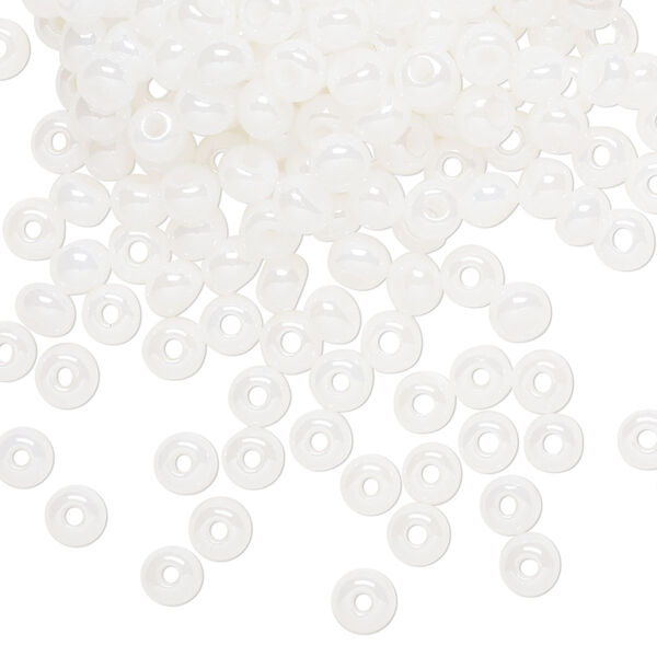 Seed bead, Preciosa Ornela Czech glass, pkg/50g, #6 rocaille, opaque luster alabaster, (57102). image number 0