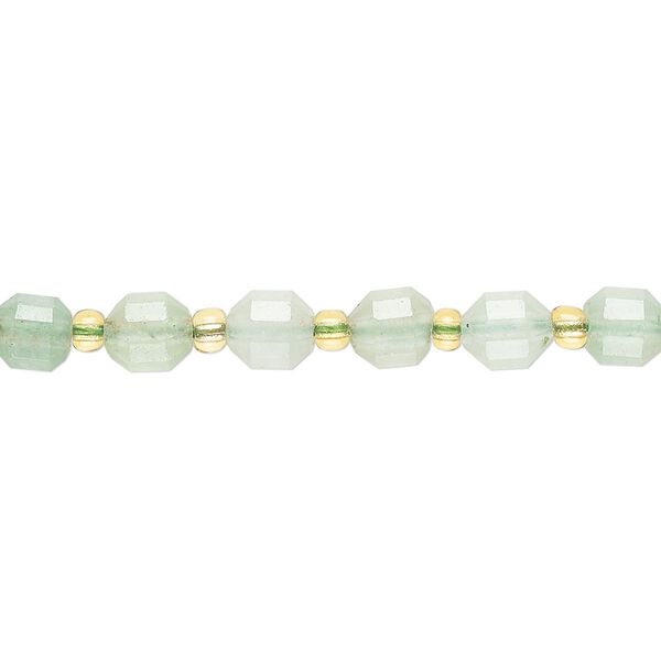Green aventurine 1pkg1, hand-cut faceted drum bead natural 8 inch 6mm image number 0