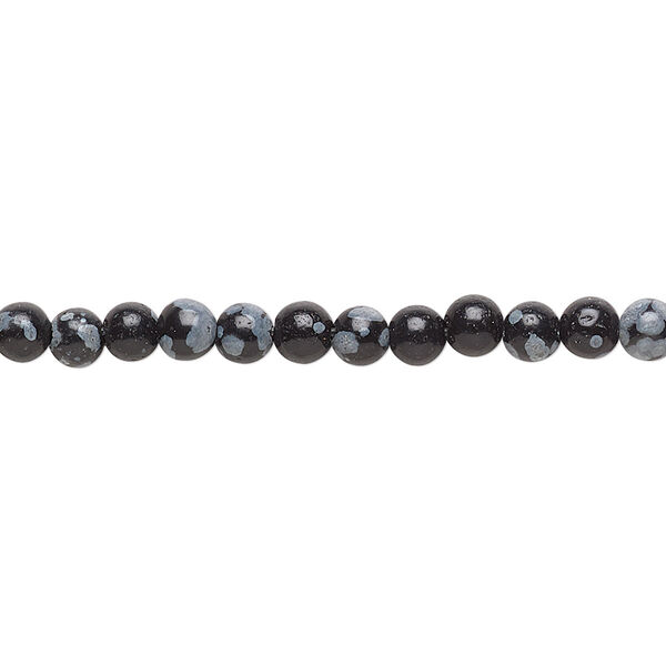 Bead, snowflake obsidian (natural), 4mm round, B grade, Mohs hardness 5 to 5-1/2. Sold per 15-1/2" to 16" strand. image number 0