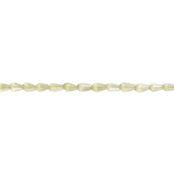 Bead, peridot (natural), 3x2mm-4x3mm hand-cut faceted teardrop, B+ grade, Mohs hardness 6-1/2 to 7. Sold per 14-inch strand, approximately 100 beads. image number 0